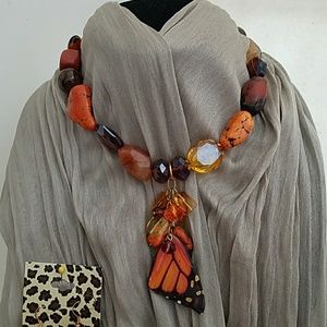 Handmade multi stone necklace & earring set.